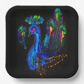 Assiettes En Carton Peinture Whimsical Peacock (Recto)