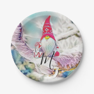 Assiettes En Carton Peintures aquarelles de gnomes dans la neige