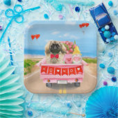 Assiettes En Carton Pekingese Chien Saint Valentin Coeurs de Camion (Fête)