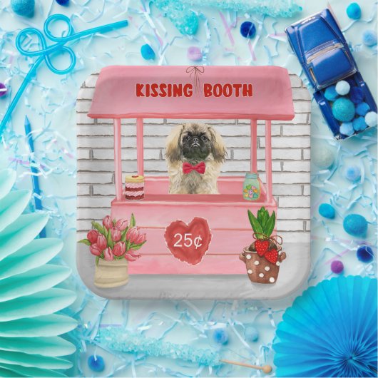 Assiettes En Carton pekingese Chien Valentine's Day Kissing Booth (Fête)