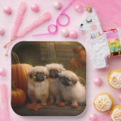 Assiettes En Carton Pekingese Chiot Automne Citrouille délice (Fête)