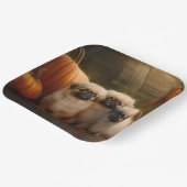 Assiettes En Carton Pekingese Chiot Automne Citrouille délice (Angulaire)