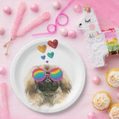 Assiettes En Carton Pekingese Dog with Hearts Saint-Valentin (Fête)