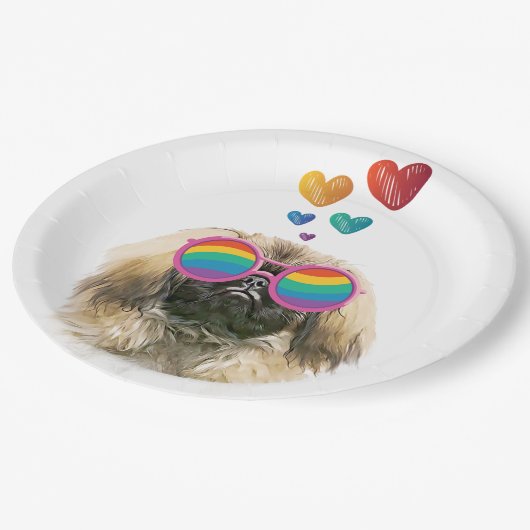 Assiettes En Carton Pekingese Dog with Hearts Saint-Valentin (Angle)