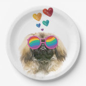 Assiettes En Carton Pekingese Dog with Hearts Saint-Valentin (Devant)