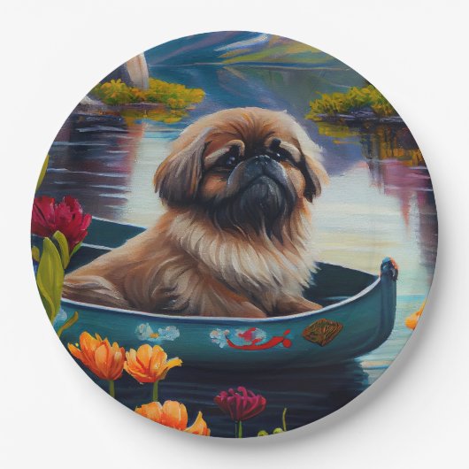 Assiettes En Carton Pekingese sur une pagaie : une aventure Pittoresqu (Devant)