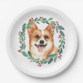 Assiettes En Carton Pembroke Welsh Corgi Chien Élégant Noël (Devant)