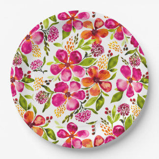 Assiettes En Carton Penelope Aquarelle Designer Floral