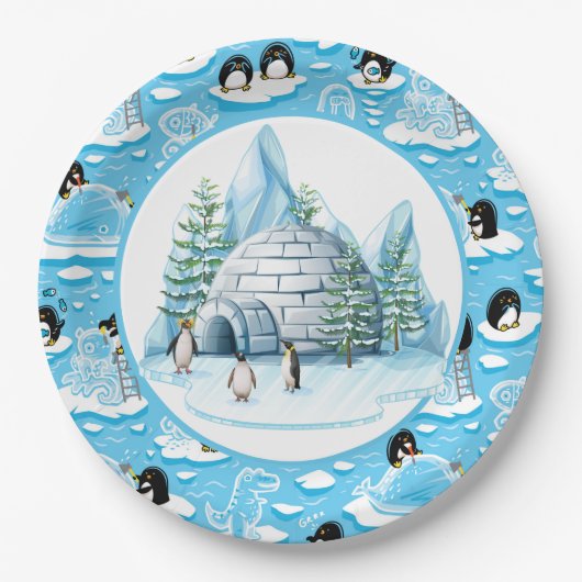 Assiettes En Carton Penguins At Play Paper Plate (Devant)
