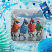 Assiettes En Carton Penguins Ice Skating On an Arctic Lake (Fête)