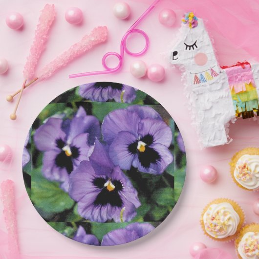 Assiettes En Carton Pensées pourpres (Fête)