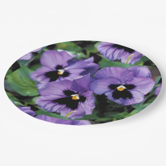 Assiettes En Carton Pensées pourpres (Angle)