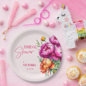 Assiettes En Carton Peonées de pêche magenta rose élégante douche nupt (Fête)