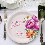 Assiettes En Carton Peonées de pêche magenta rose élégante douche nupt<br><div class="desc">Peonies de pêche magenta rose élégante douche nuptiale Plaques de papier modèle décoration de vaisselle personnalisée,  couleurs vives audacieuses typographie décontractée moderne</div>