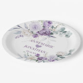 Assiettes En Carton Peonies de lavande, Roses blanches Mariage floral (Angle)