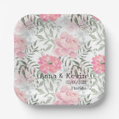 Assiettes En Carton Peonies rose fleurs plaques de papier (Recto)