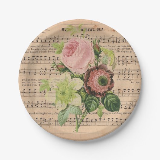 Assiettes En Carton Peonies vintages sur Partition (Devant)