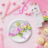 Assiettes En Carton Peonis, rose, blanc, aquarelle peinture florale (Fête)