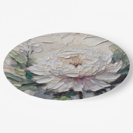 Assiettes En Carton Peony blanc Impasto Art (Angle)