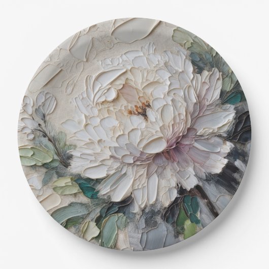 Assiettes En Carton Peony blanc Impasto Art (Devant)