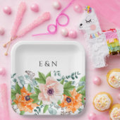 Assiettes En Carton Pépites Aquarelle Fleurs Plaques de papier (Fête)