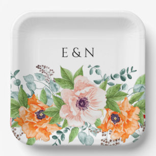 Assiettes En Carton Pépites Aquarelle Fleurs Plaques de papier