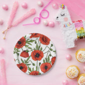 Assiettes En Carton Pépites, rouge et vert sur blanc (Fête)