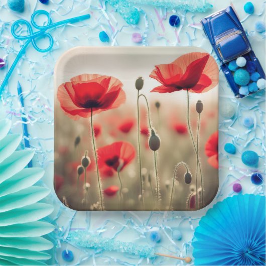 Assiettes En Carton Pépites rouges dans un champ (Fête)