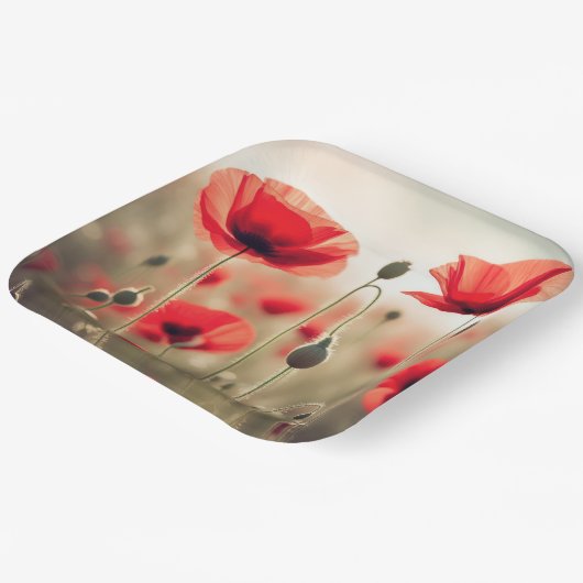 Assiettes En Carton Pépites rouges dans un champ (Angulaire)