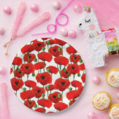 Assiettes En Carton Pépites rouges modèle floral (Fête)