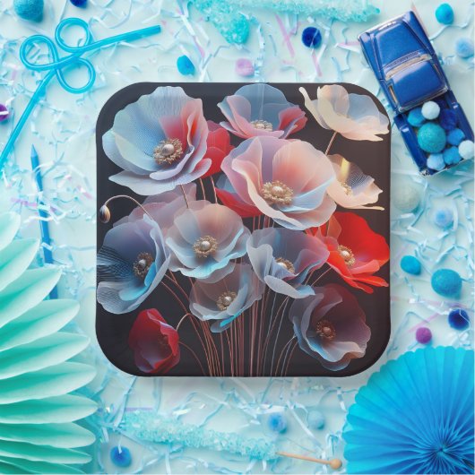 Assiettes En Carton Pépites Translucides Sur Noir (Fête)