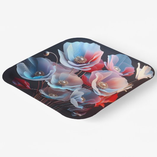 Assiettes En Carton Pépites Translucides Sur Noir (Angulaire)