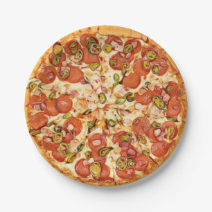 Assiettes En Carton Pepperoni Pizza Pizza Party Anniversaire