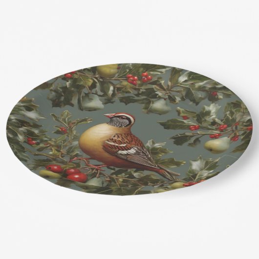 Assiettes En Carton Perdrix dans un poirier (Angle)