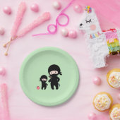 Assiettes En Carton Père Ninja et enfant en vert (Fête)