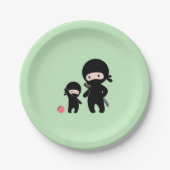Assiettes En Carton Père Ninja et enfant en vert (Devant)