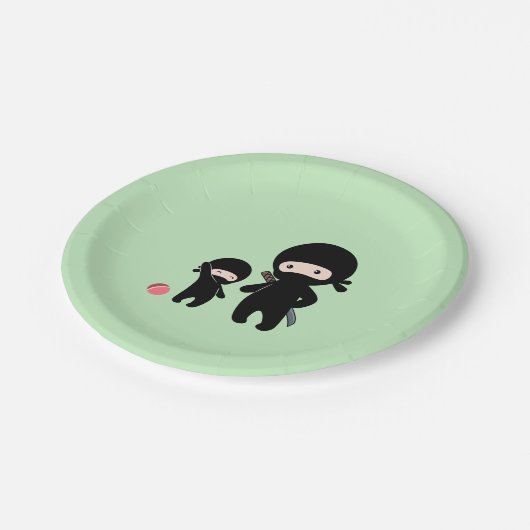 Assiettes En Carton Père Ninja et enfant en vert (Angle)