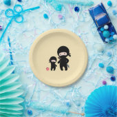 Assiettes En Carton Père Ninja et enfant sur Jaune (Fête)