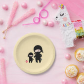 Assiettes En Carton Père Ninja et enfant sur Jaune (Fête)