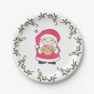 Assiettes En Carton Père Noël aime les cookies Plaques de papier