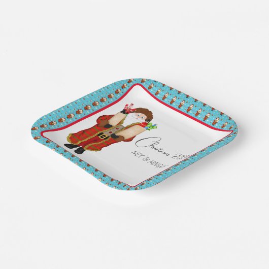 Assiettes En Carton Père Noël Apporte Noël Liquor (Angulaire)