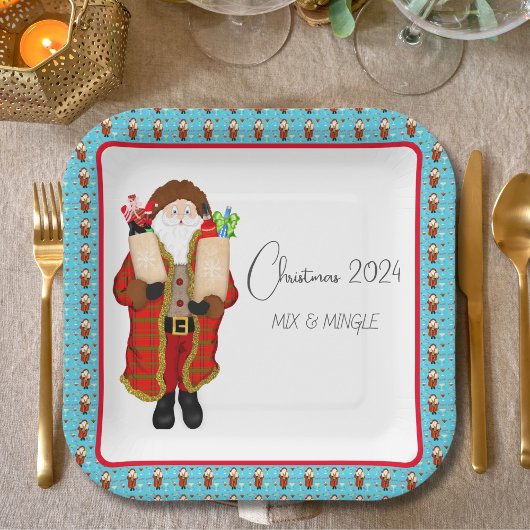 Assiettes En Carton Père Noël Apporte Noël Liquor