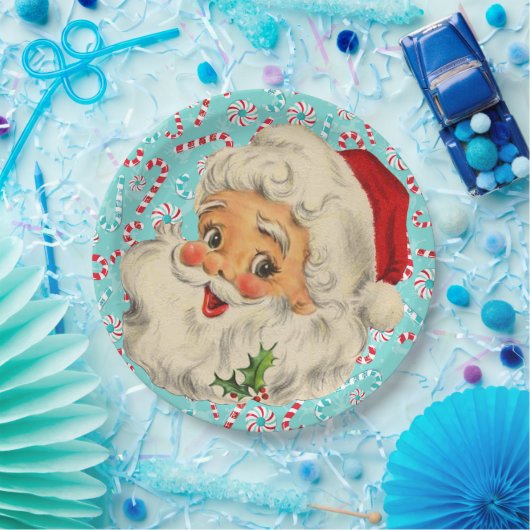 Assiettes En Carton Père Noël avec des menthes poivrées (Fête)