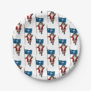 Assiettes En Carton Père Noël Avec Drapeau De Caroline Du Sud