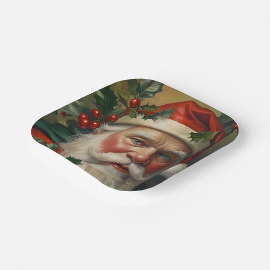 Assiettes En Carton Père Noël Avec Mistletoe (Angulaire)