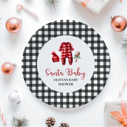 Assiettes En Carton Père Noël Baby Christmas Baby shower