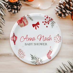 Assiettes En Carton Père Noël Baby Christmas Baby shower