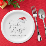 Assiettes En Carton Père Noël Baby Christmas Baby shower<br><div class="desc">Mignonne plaque de papier baby shower de Noël avec "Père Noël Baby" dans un script élégant avec un coeur swash et une aquarelle illustration d'un casquette du Père Noël rouge. Personnalisez avec le nom de la mère et la date de la douche dans une simple typographie moderne.</div>