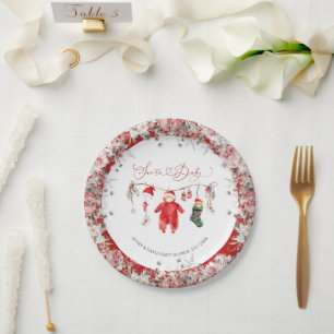 Assiettes En Carton Père Noël Baby Christmas Baby shower Bienvenue
