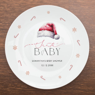 Assiettes En Carton Père Noël Baby Christmas Baby shower Plaques en pa